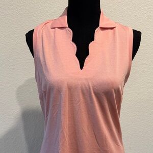 Walter Hagen Scalloped Pink Sleeveless Blouse